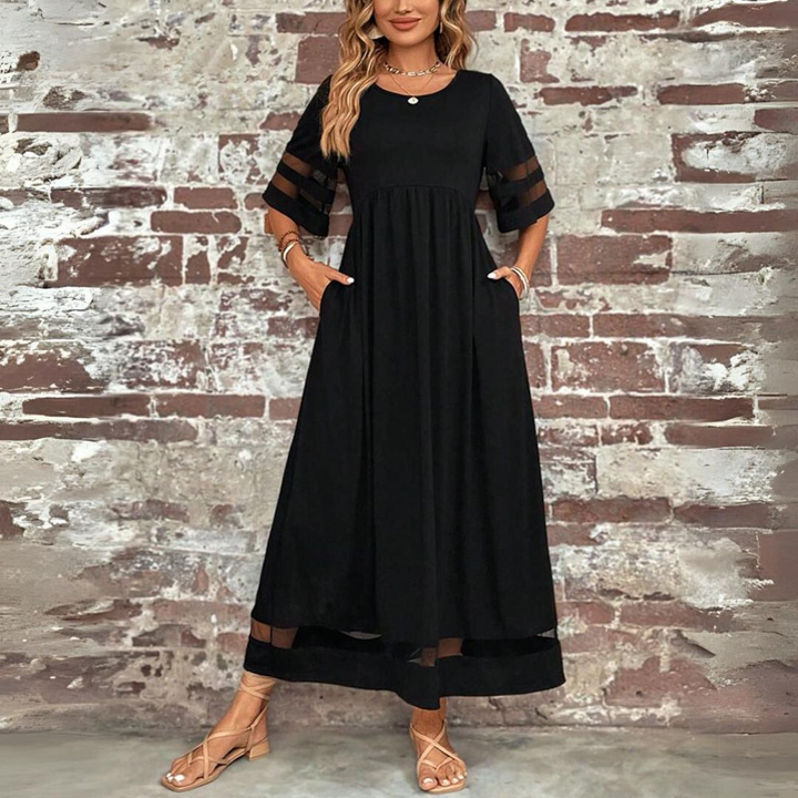Camira-Mesh Panel Midi Dress