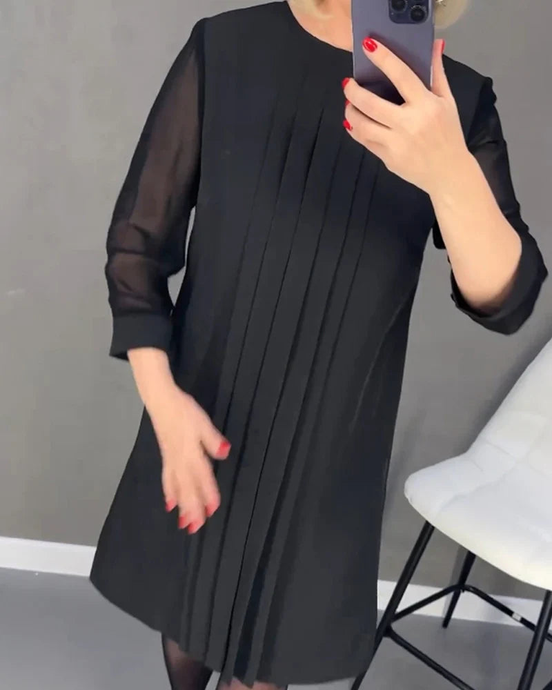 Marla-Pleated Shift Dress