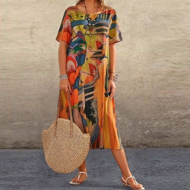 Lunara-Abstract Art Midi Dress