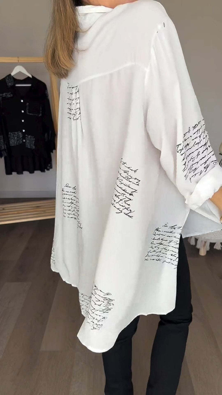 Romi-Script Print Button-Down Shirt