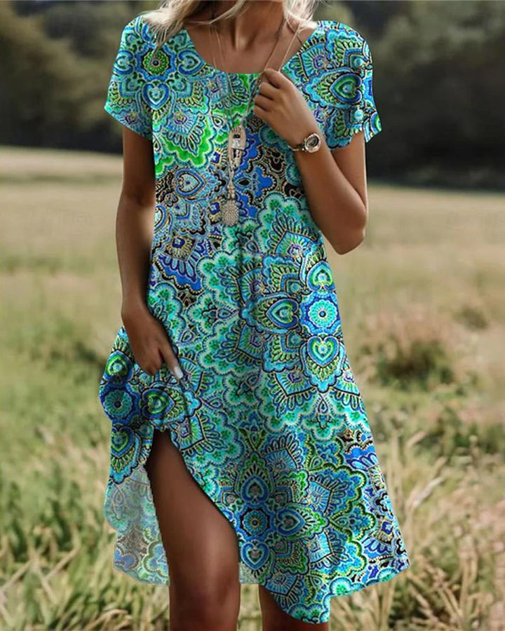 Jaya-Mosaic Print Summer Dress