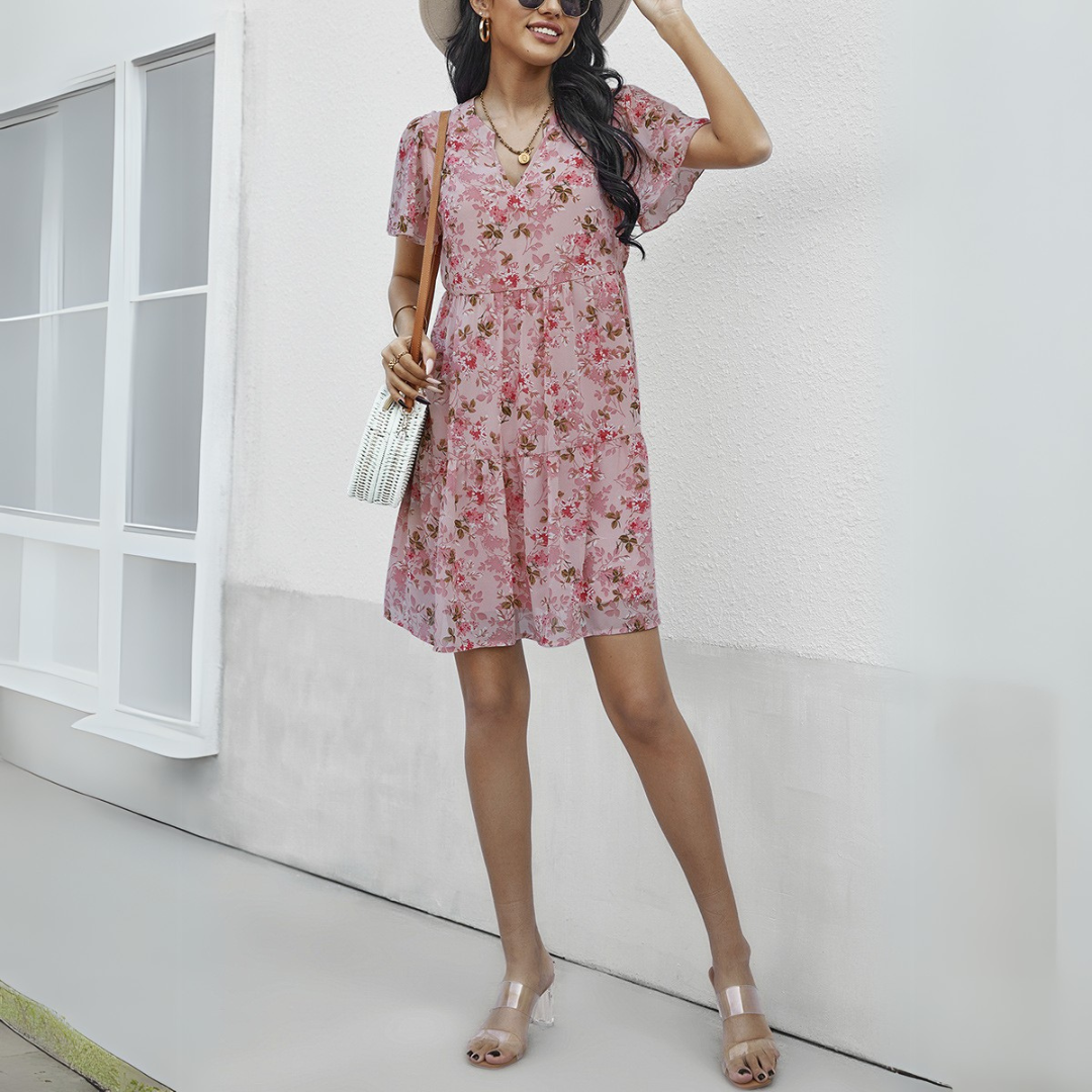 Emilia - Floral V-Neck Tiered Dress