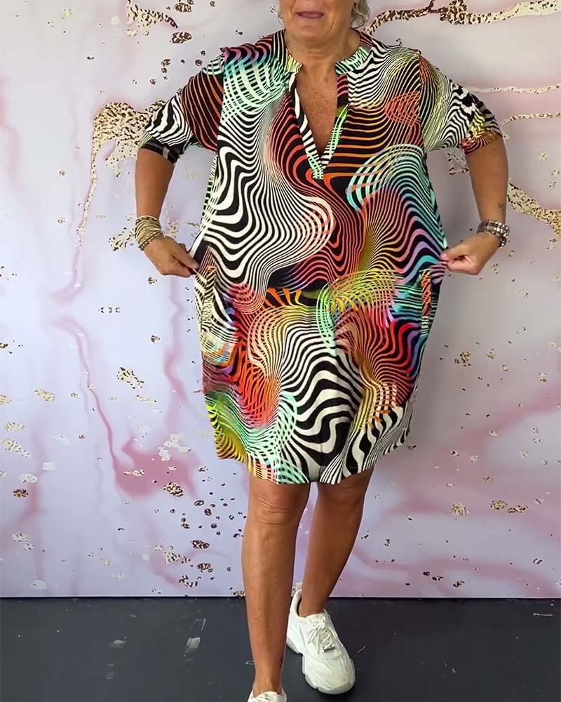 Zaria-Optical Wave Print Dress