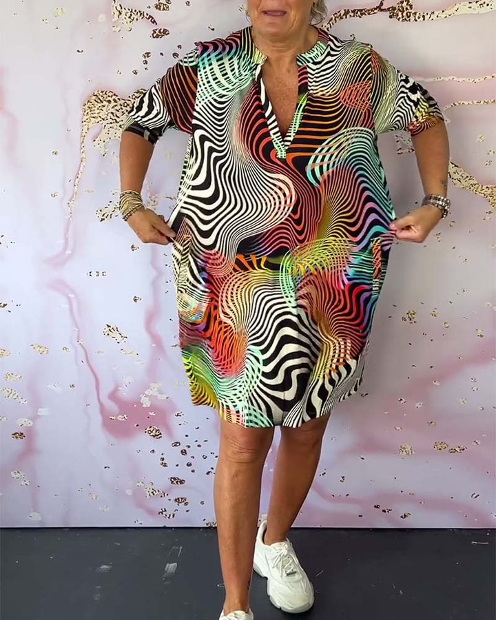 Zaria-Optical Wave Print Dress
