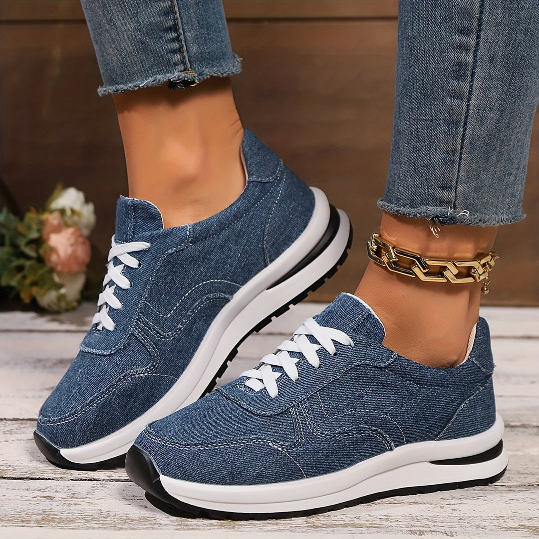 Riley-Denim Lace-Up Trainers