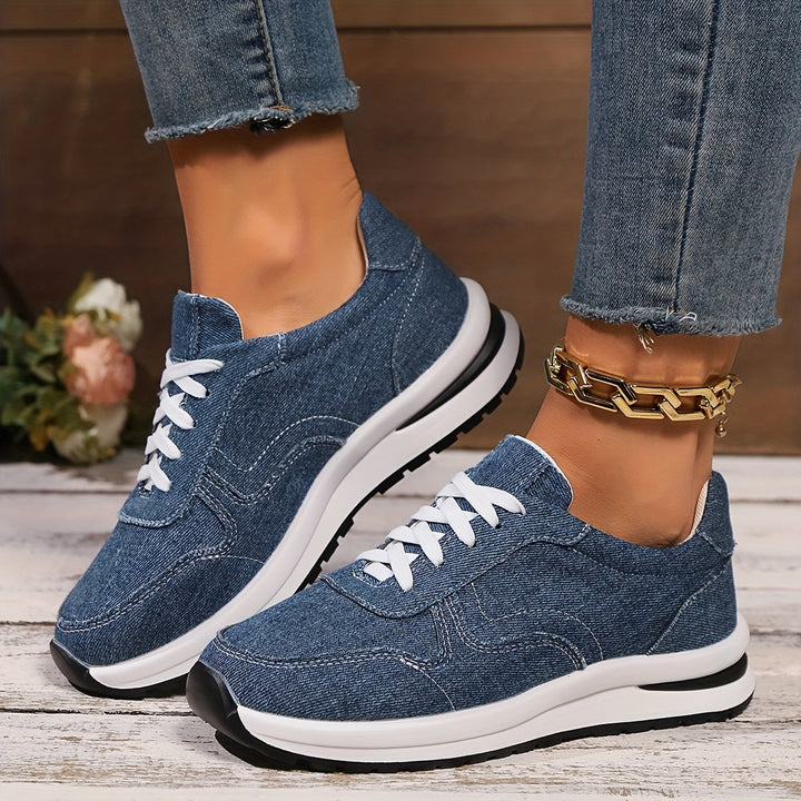 Riley-Denim Lace-Up Trainers