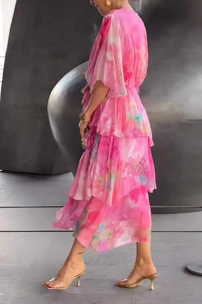 Aurora-Watercolour Layered Maxi Dress