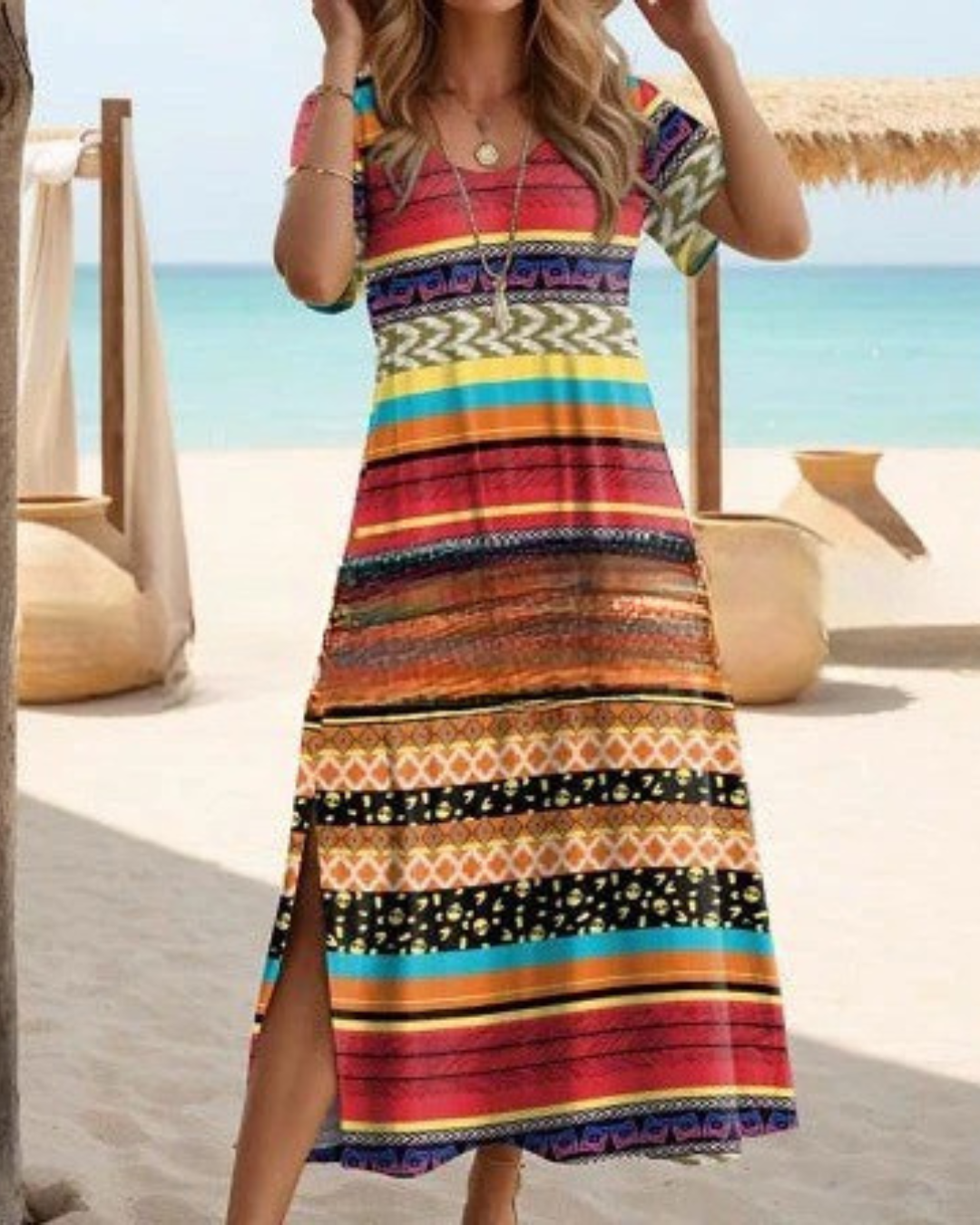 Lana – Vibrant Tribal Slip-On Dress