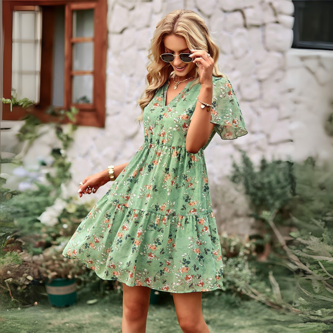 Emilia - Floral V-Neck Tiered Dress