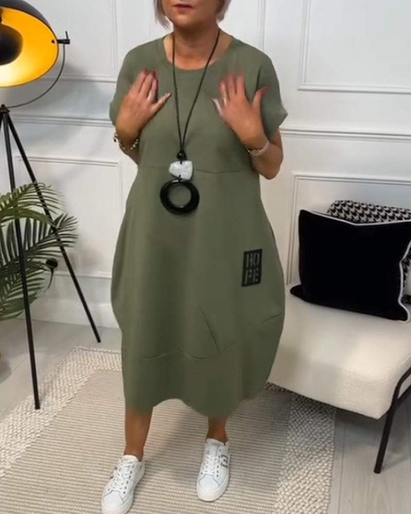 Nova-Relaxed Pocket T-Shirt Dress