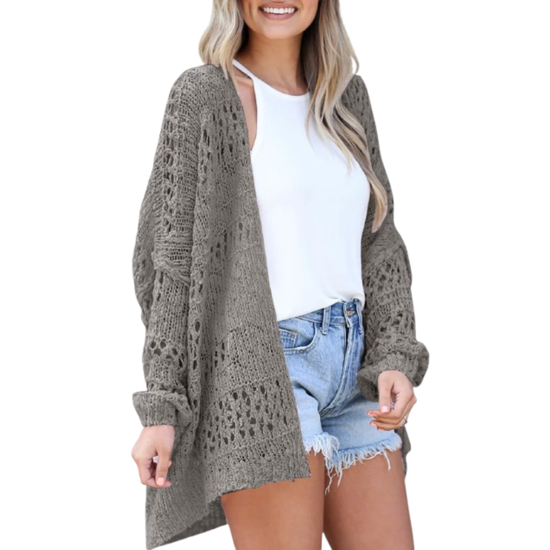 Harper-Open-Knit Longline Cardigan