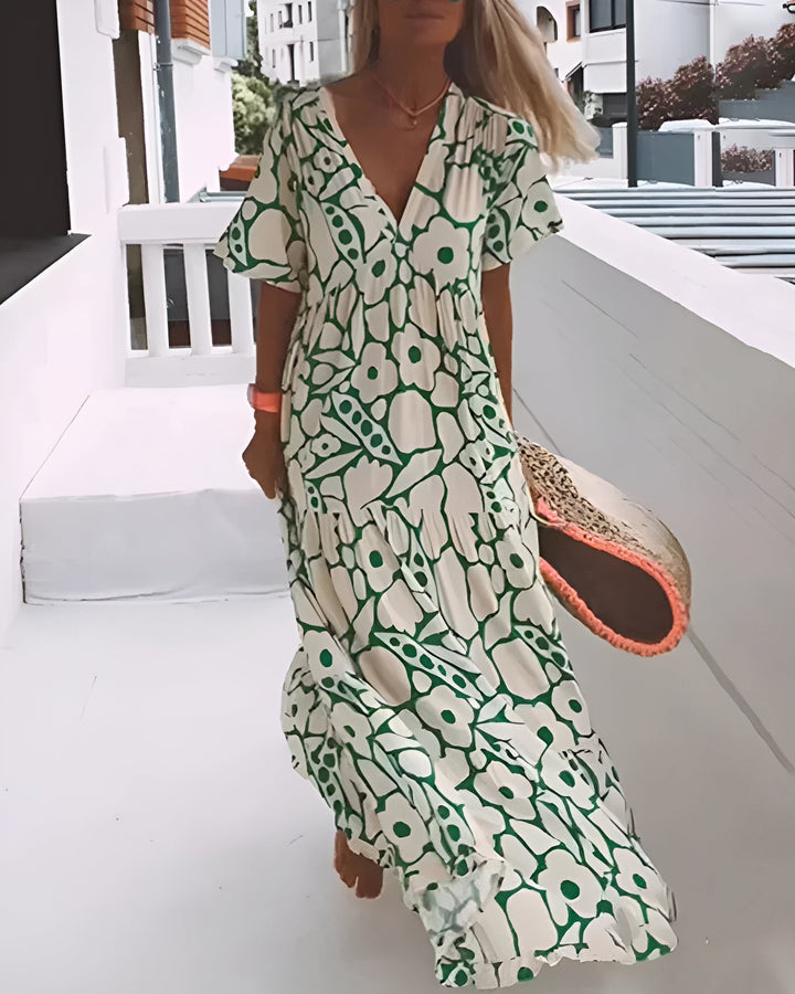 Maya – Relaxed V-Neck Floral Maxi