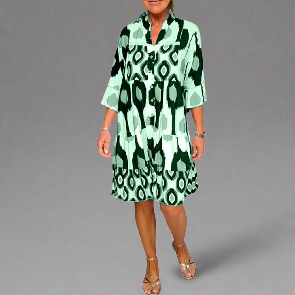 Amara-Tiered Button Dress