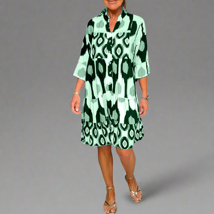 Amara-Tiered Button Dress