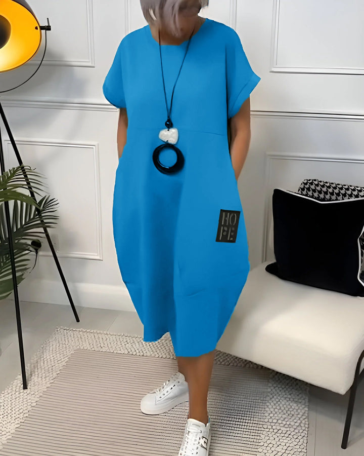 Nova-Relaxed Pocket T-Shirt Dress