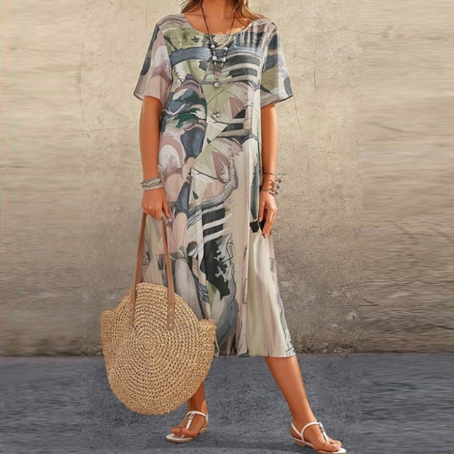 Lunara-Abstract Art Midi Dress