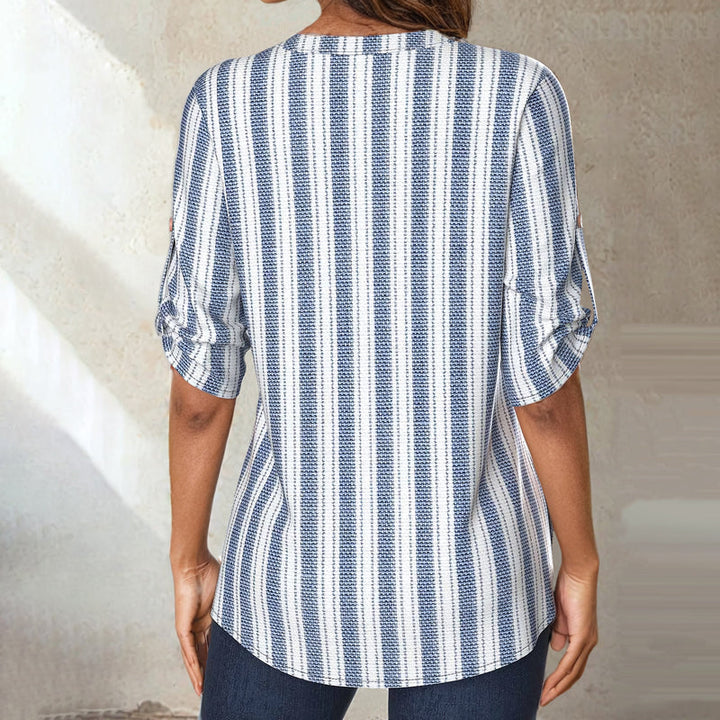Elsie-Vertical Stripe Button Blouse