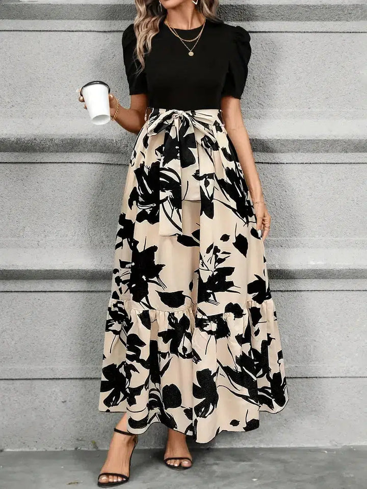 Amélie – Elegant Tie-Waist Maxi Dress