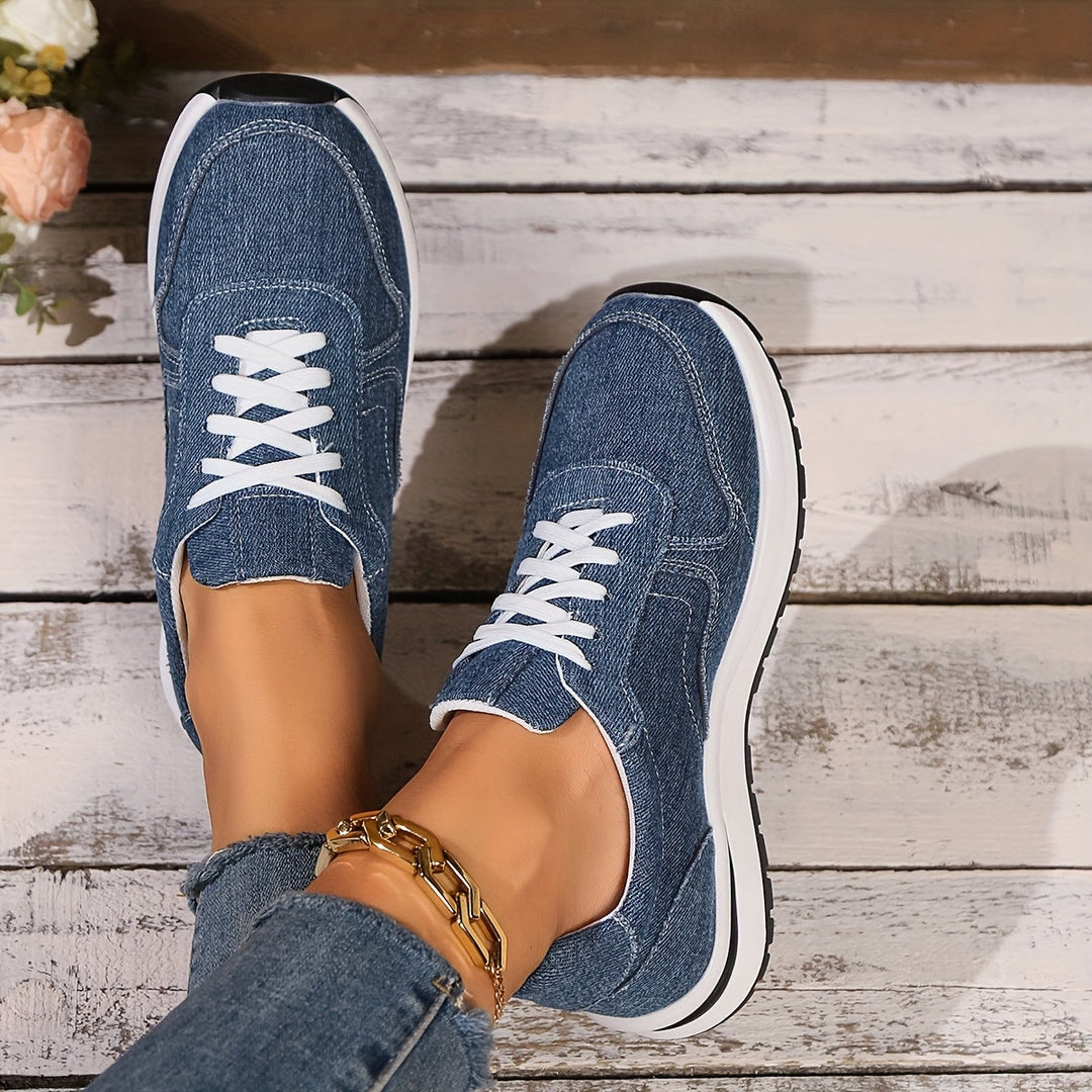 Riley-Denim Lace-Up Trainers