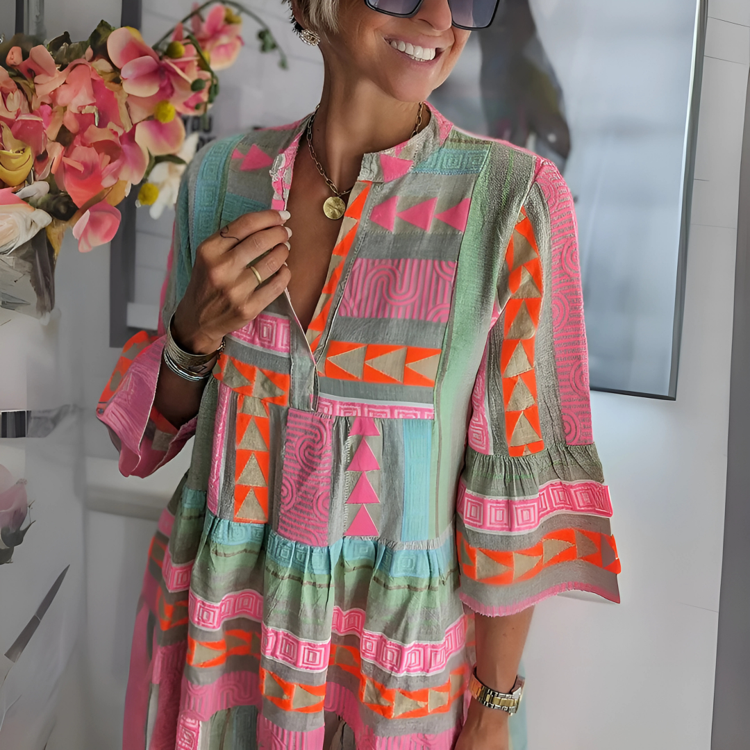 Lena - Boho Print Tunic Dress