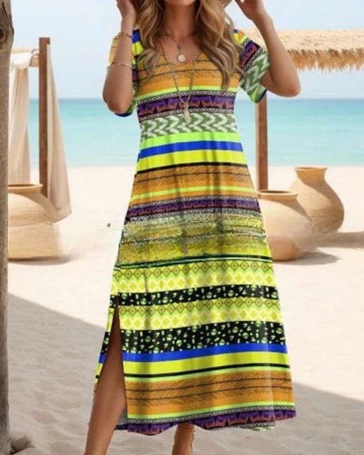 Lana – Vibrant Tribal Slip-On Dress