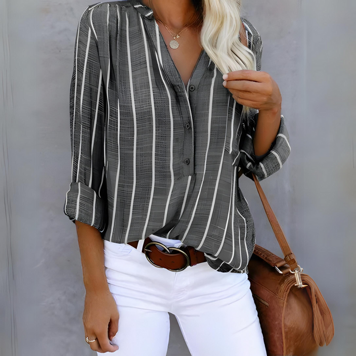 Raya-Striped Relaxed Fit Blouse