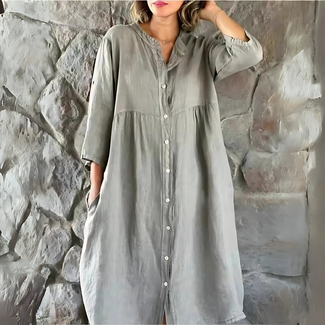 Mira - Oversized Button-Up Shirt Dress