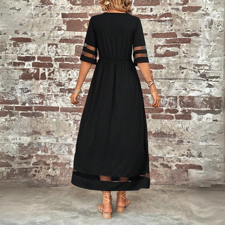 Camira-Mesh Panel Midi Dress