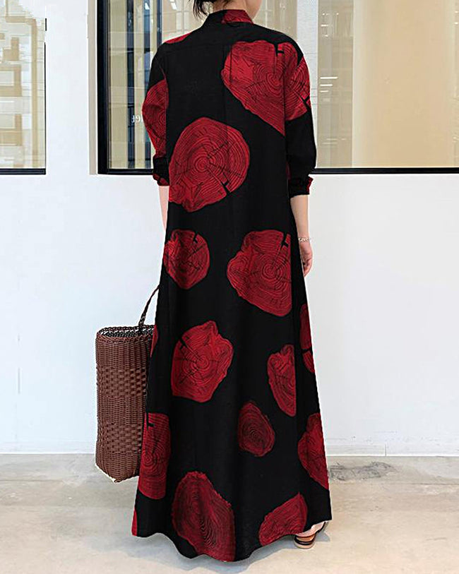 Ria - Abstract Button Maxi Dress
