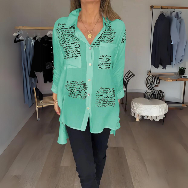 Romi-Script Print Button-Down Shirt