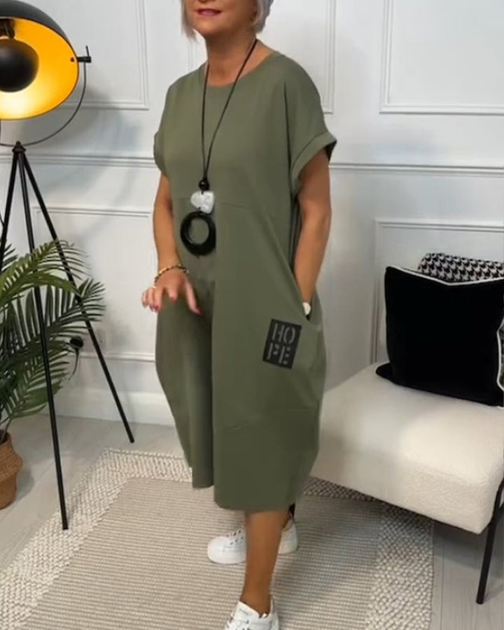 Nova-Relaxed Pocket T-Shirt Dress