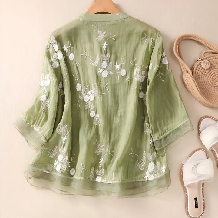 Celeste - Embroidered Cotton Blouse