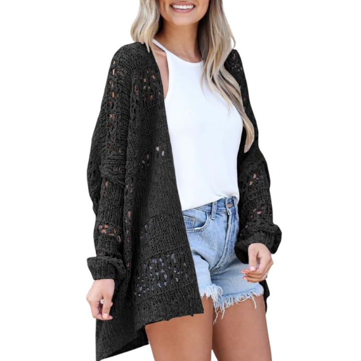 Harper-Open-Knit Longline Cardigan