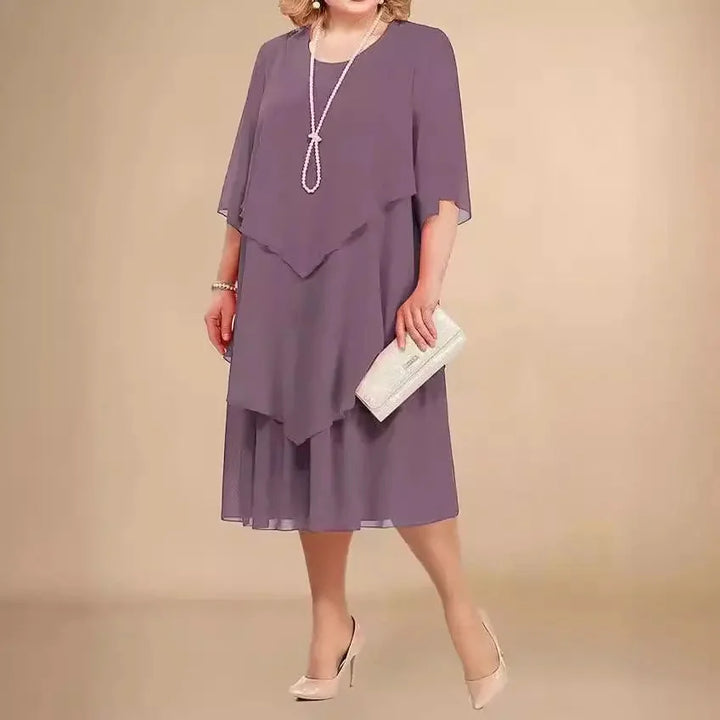 Celeste-Layered Elegance Midi Dress