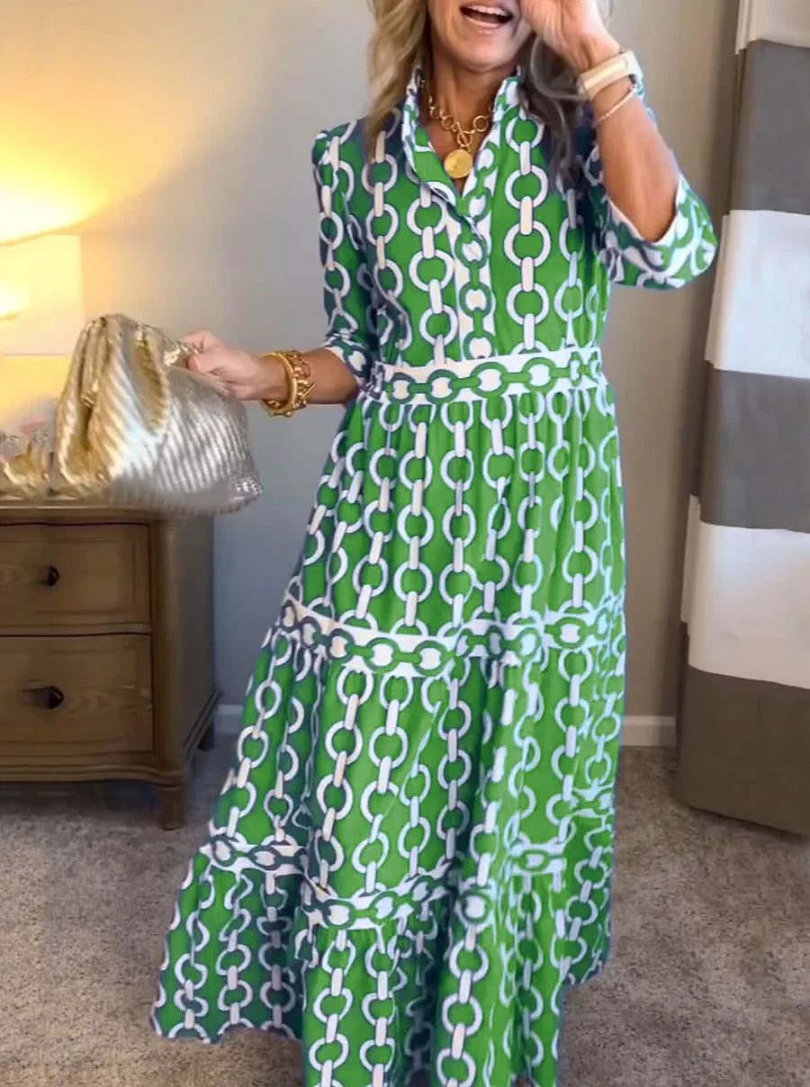Riviera-Chain Print Maxi Dress