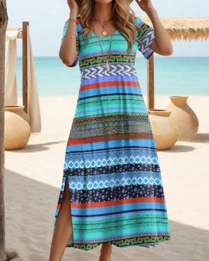 Lana – Vibrant Tribal Slip-On Dress