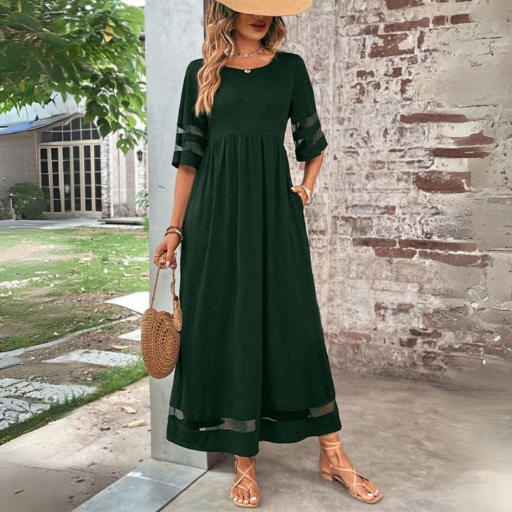 Camira-Mesh Panel Midi Dress