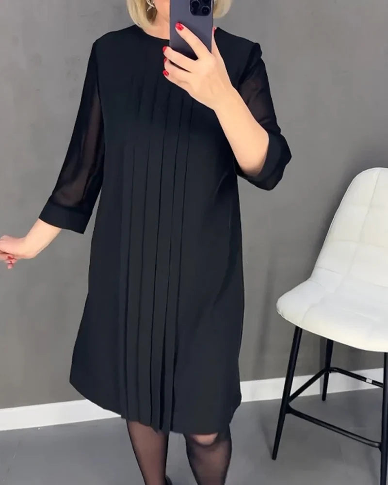 Marla-Pleated Shift Dress