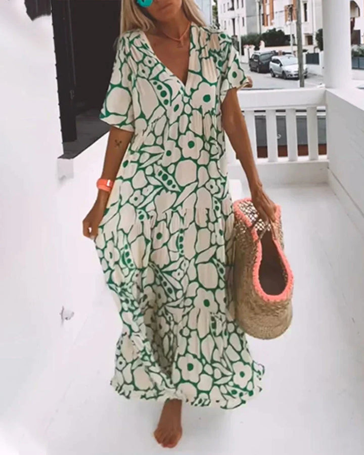 Maya – Relaxed V-Neck Floral Maxi