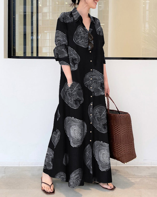 Ria - Abstract Button Maxi Dress