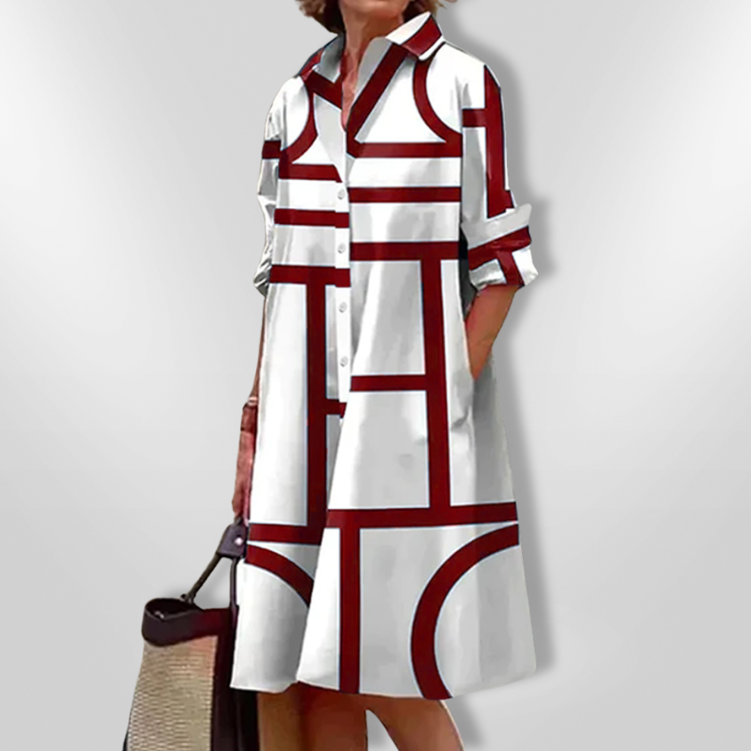 Arlena-Graphic Shirt Dress