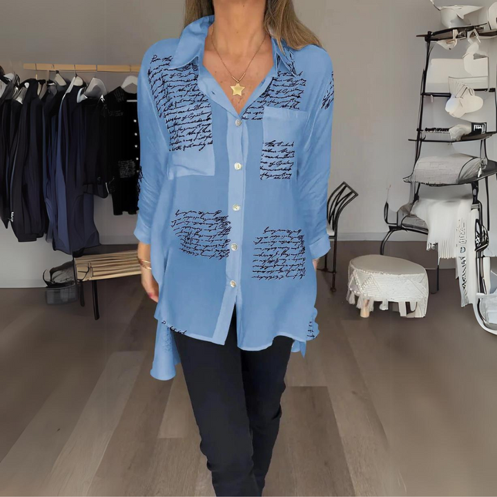 Romi-Script Print Button-Down Shirt