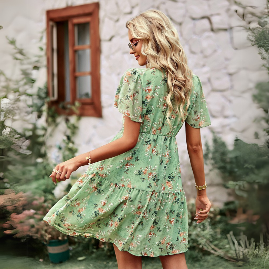 Emilia - Floral V-Neck Tiered Dress