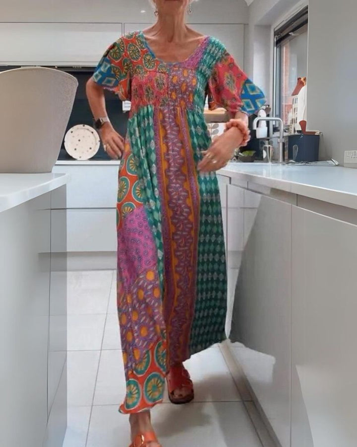 Rosalyn - Boho Patch Maxi Dress