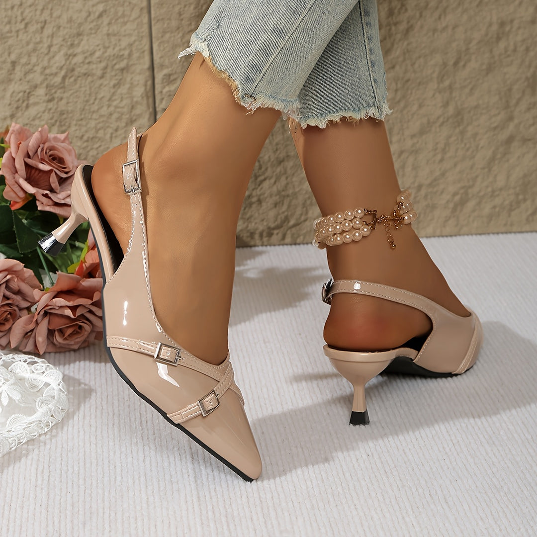 Vivienne | Patent Double Strap Kitten Heels