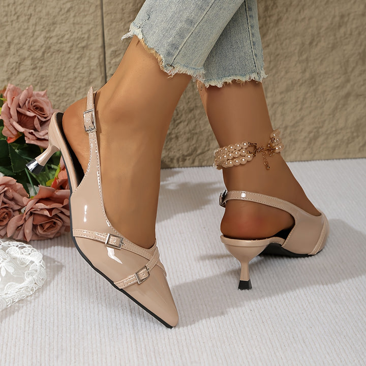 Vivienne | Patent Double Strap Kitten Heels