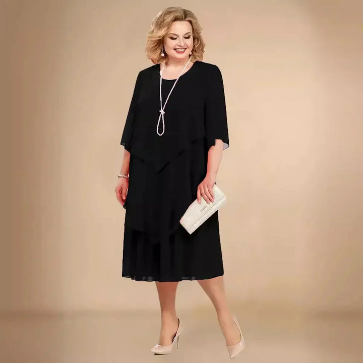 Celeste-Layered Elegance Midi Dress
