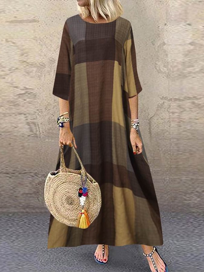 Viola - Soft Plaid Maxi Dress