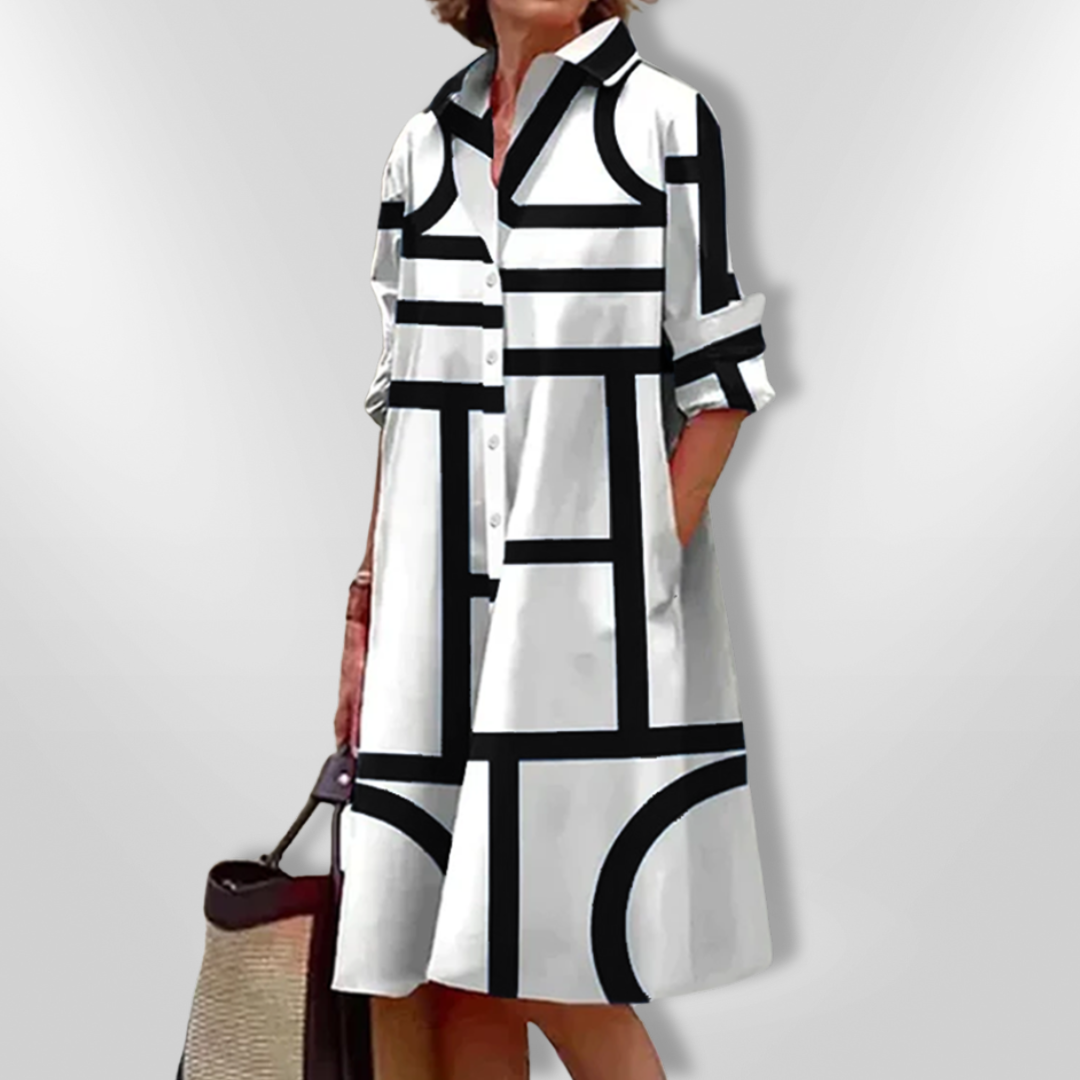 Arlena-Graphic Shirt Dress
