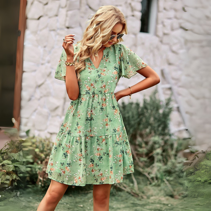Emilia - Floral V-Neck Tiered Dress